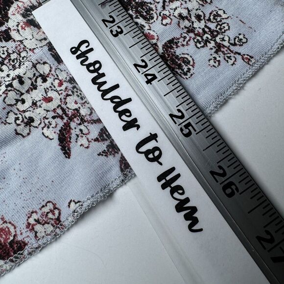 Free People Womens Medium Floral Peplum Blouse Blue Bell Sleeve V Neck Stretch - Picture 11 of 14